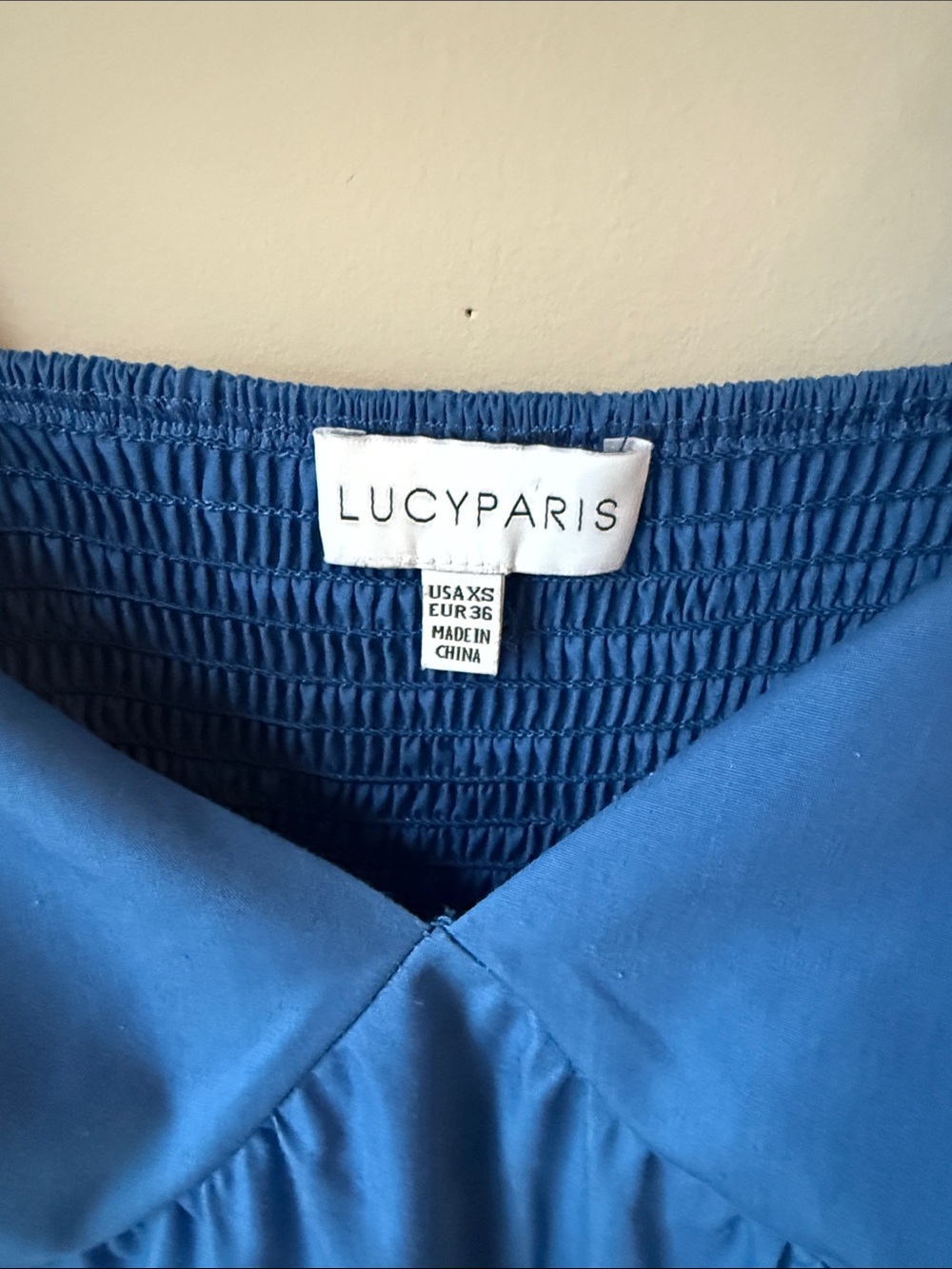 Lucy Paris Blue Tiered Babydoll Midi Dress Puff Sleeve Cottagecore Smocked Back - Picture 3 of 4